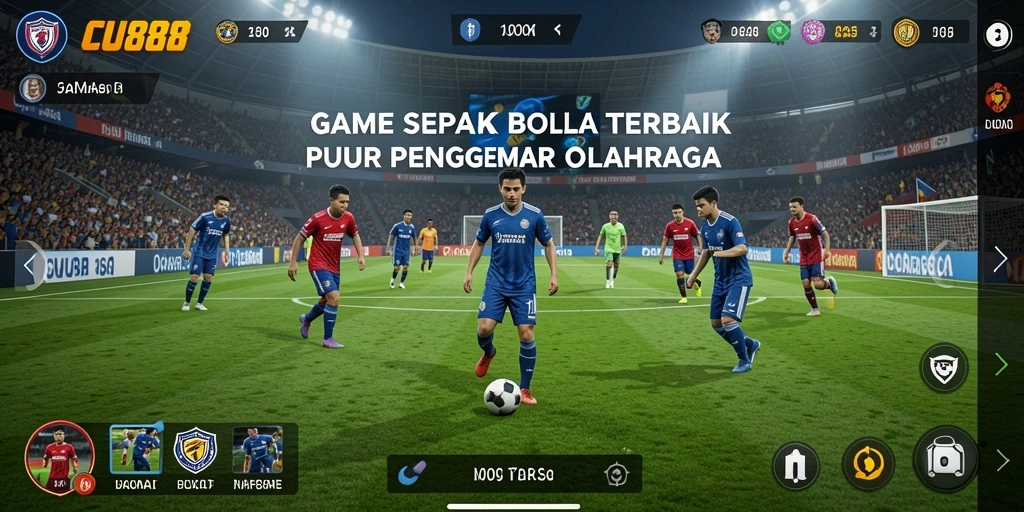 Tangkapan layar gameplay CU888 yang menampilkan pertandingan sepak bola yang seru.