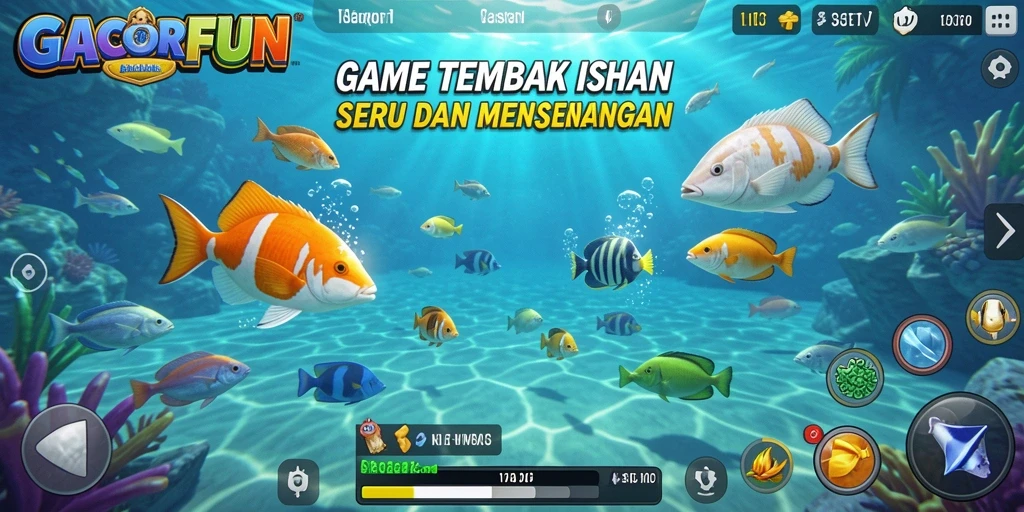 Tampilan screenshot GACORFUN yang menunjukkan gameplay Tembak Ikan yang seru.