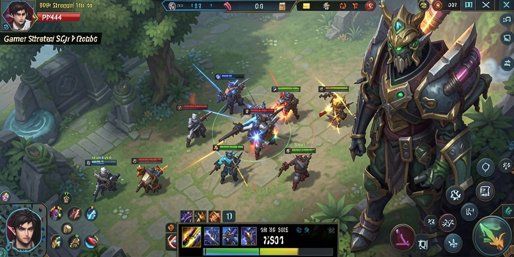 Screenshot gameplay PP444 menampilkan pertarungan antara dua kerajaan.
