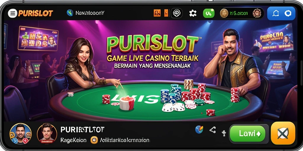 Tampilan gameplay menarik di aplikasi PURISLOT Live Casino.