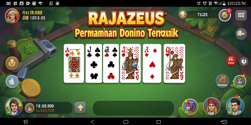 Tangkapan layar utama RAJAZEUS menampilkan permainan Domino yang seru.