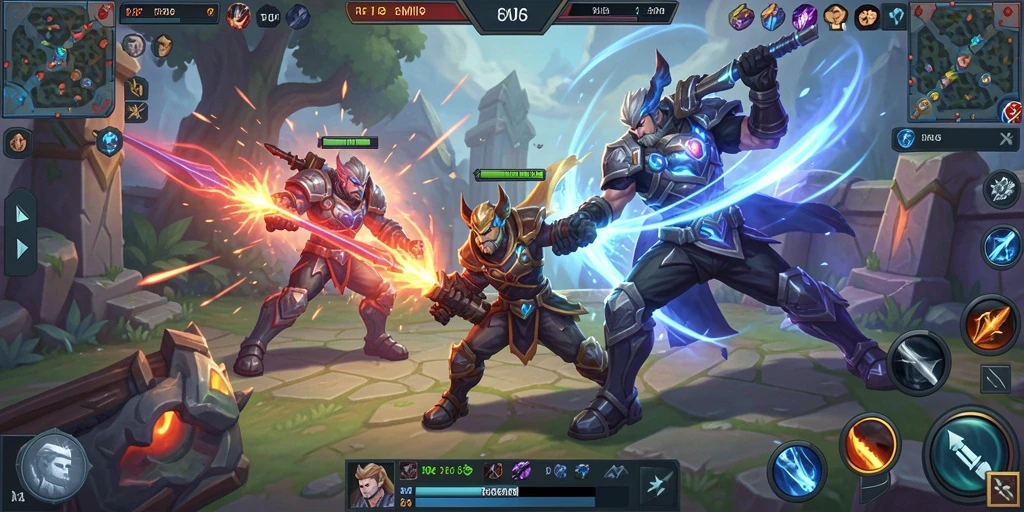 Screenshot gameplay REMI62 yang menampilkan aksi pertarungan MOBA.